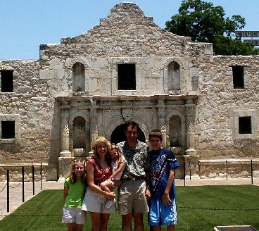 Christel family in front of the Alamo