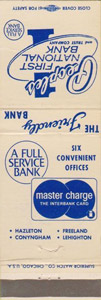 First National Bank, matchbook ad