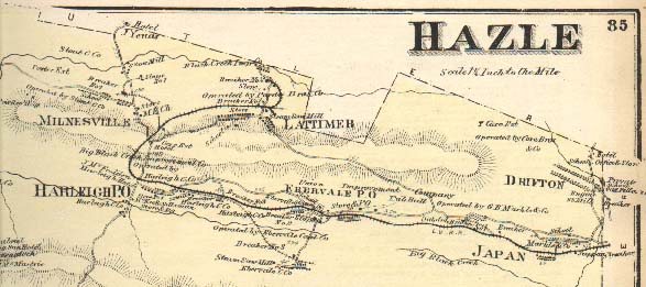 1873 map of part of Hazle Township