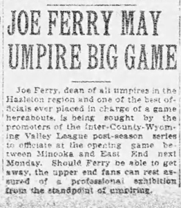 Joe Ferry, umpire