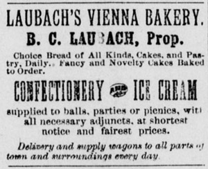 B. C. Laubach's Vienna Bakery, 1901 ad