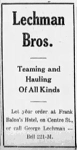 Lechman Bros. Hauling ad, 1924