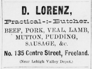 D. Lorenz, butcher ad, 1890