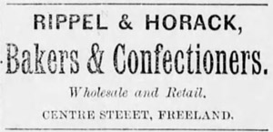 Rippel & Horack, bakers and confectioners, 1895 ad
