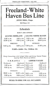 Stine bus schedule, 1921 directory ad