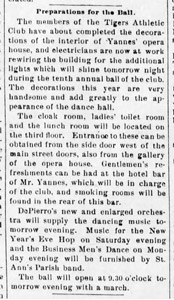 Preparations for Tigers Ball at Yannes Opera House, 1898