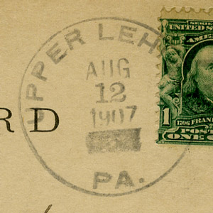 Upper Lehigh postmark, 1907