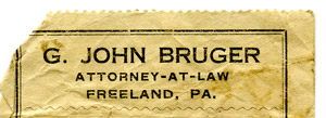 Billhead for G. John Bruger, attorney, from 1927 receipt