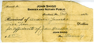 Shigo check, 1924