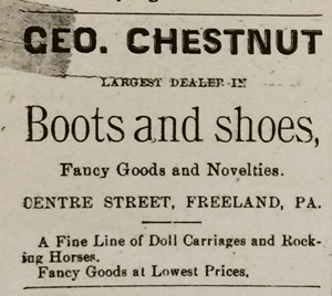 Geo. Chestnut, boots and shoes, 1894 ad