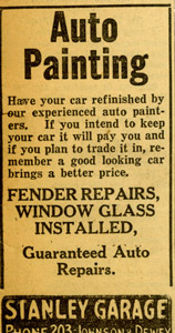undated Stanley Garage ad