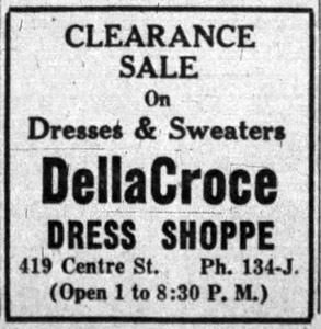 Della Croce Dress Shoppe, 1943 ad