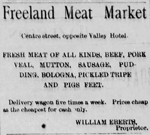 Freeland Meat Market, William Eberts, 1886