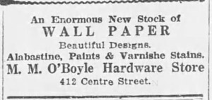 O'Boyle Hardware ad, 1919