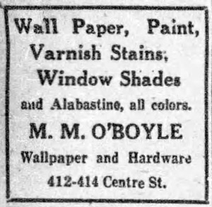 O'Boyle Hardware ad, 1929