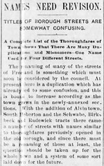 Need for revision of street names, 1897