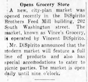 Opening of Vince's Grocery, 1950