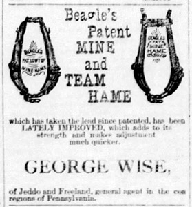  George Wise advertising Beagle hames, 1885