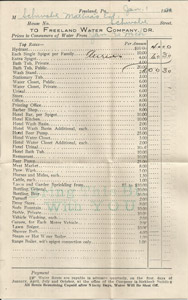 Freeland water bill, 1916
