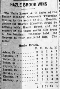 Hazlebrook Slavonians vs. Beaver Meadow Crescents, 1921