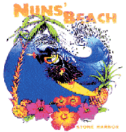 Nun's Beach Surf Contest Logo-Nun Riding a Wave