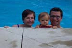 family in the pool