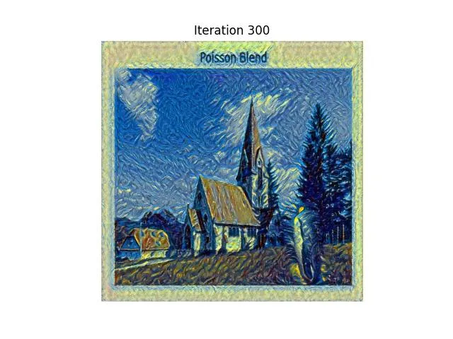 Poisson blend of the country side with Starry Night