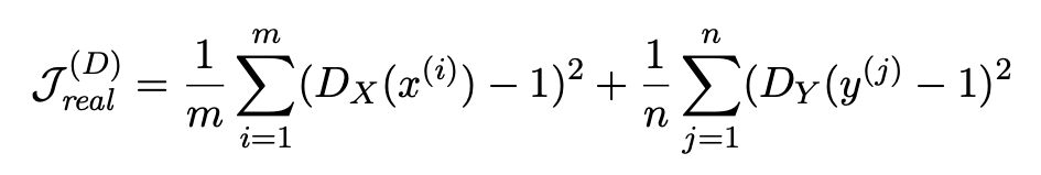 CycleGAN Discriminator Loss Equation for Real Images