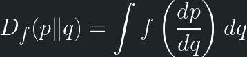 \displaystyle D_f(p\|q) = \int f\left(\frac{dp}{dq}\right)dq 