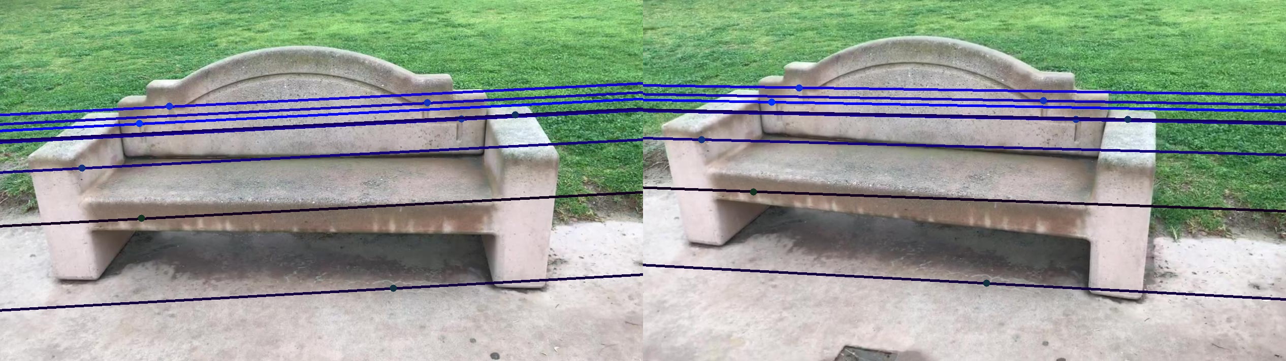 Epipolar Lines from Bench Image