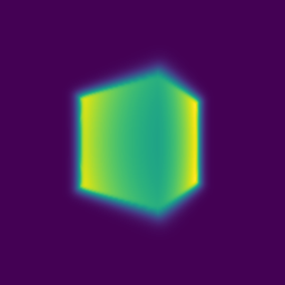 Depth visualization of rendered scene.