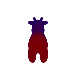 Color interpolation on a cow's surface based on z-coordinate