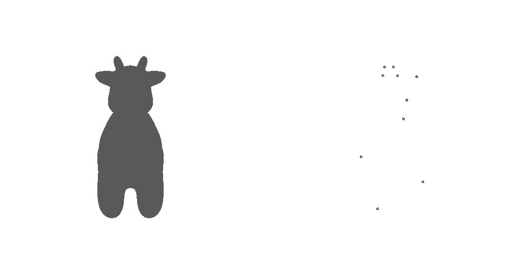 Original cow mesh with 10 sampled points