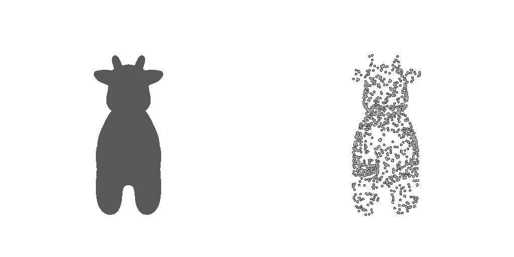 Original cow mesh with 1000 sampled points