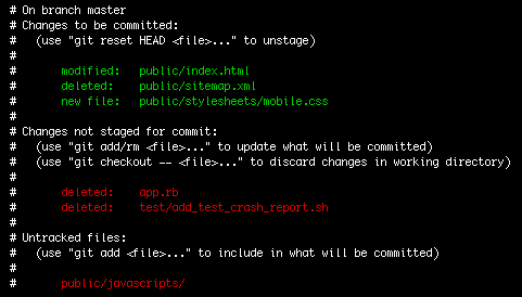 A git status screenshot