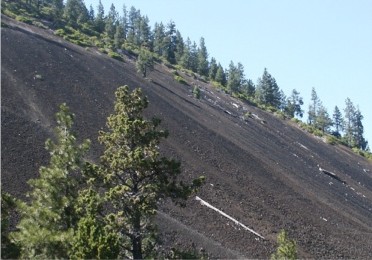 Side of the cinder cone at Newberry National Volcanic Monument