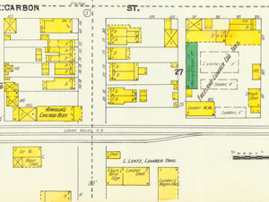 Lentz and Freeland Lumber Co. yards, 1905 map detail