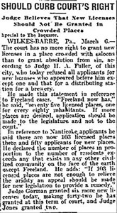 1911 granting of saloon licenses