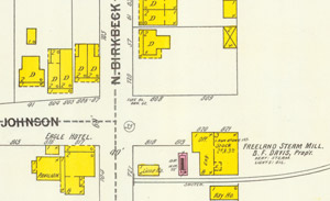 B.F. Davis Feed Mill on 1900 map