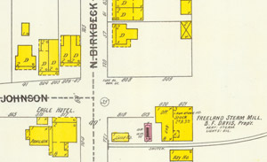 B.F. Davis
                Feed Mill on 1900 map