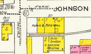 B.F. Davis Feed Mill on 1923 map