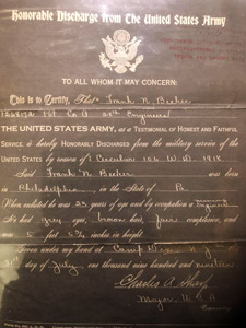 Frank Becker's honorable discharge from the Army, 1919