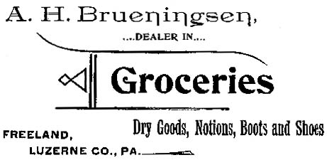 Brueningsen grocery ad, 1895