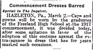 New dress rules for FHS class of 1917 graduation
