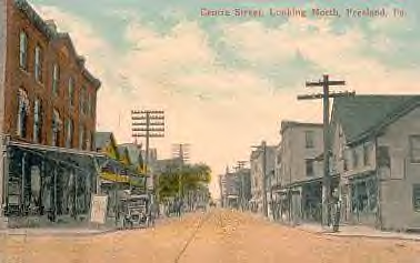 Centre Street at Main St., looking north