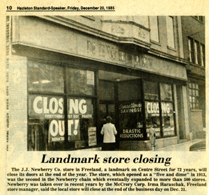 Newberry's closing, 1985