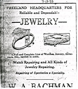 William Bachman ad, 1923