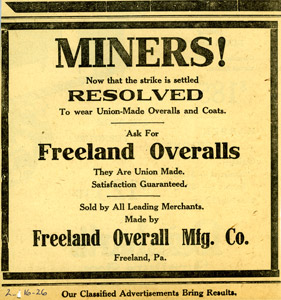 Freeland Overall Mfg. Co., 1926 ad