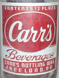 Carr's Bottling Works soda label