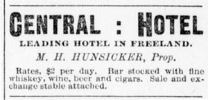 Central Hotel, 1897 ad